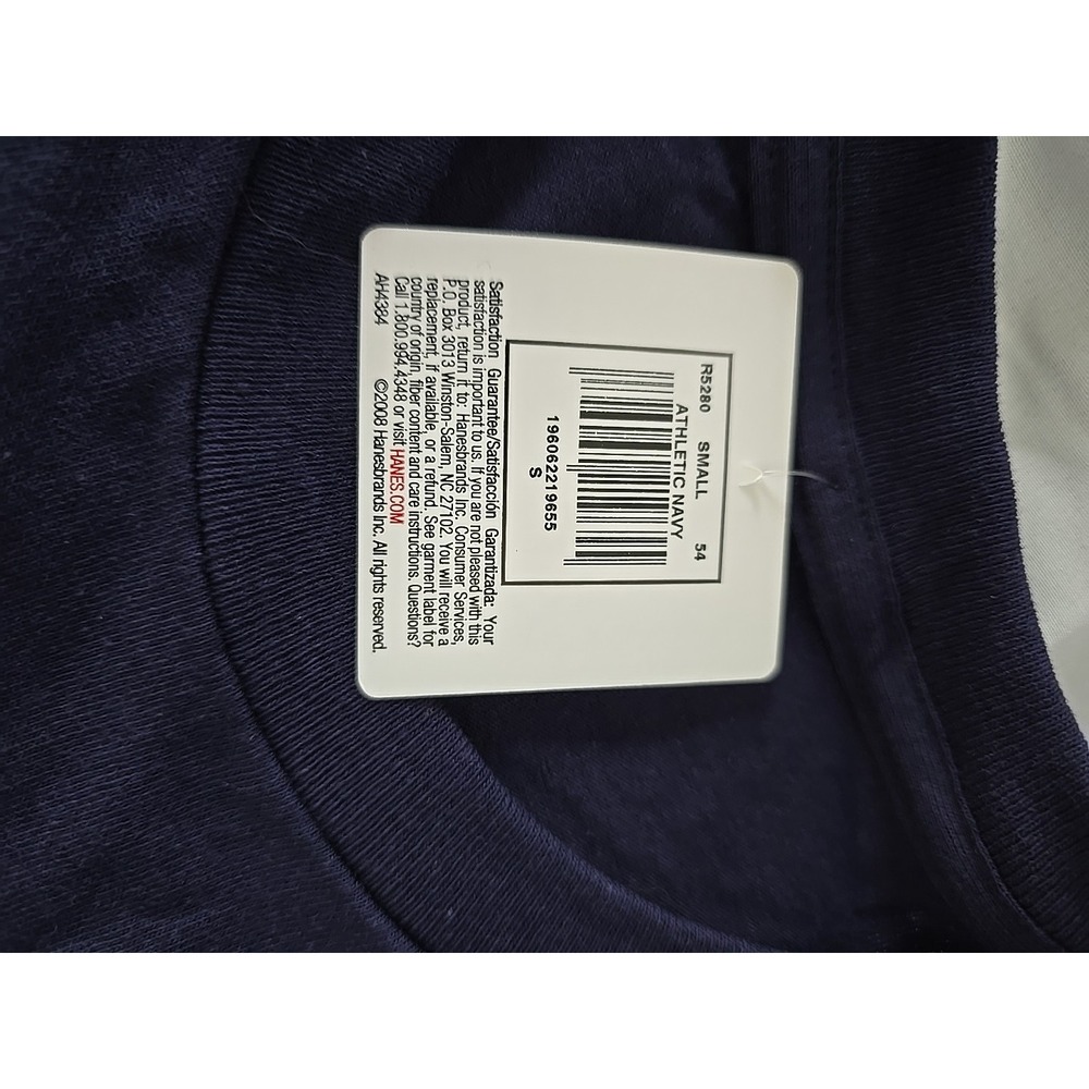 Hanes Mens Short Sleeve Plain Cotton Crew Neck Blank T-Shirt Blue Sz Small - Picture 5 of 10